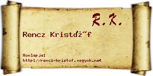 Rencz Kristóf névjegykártya